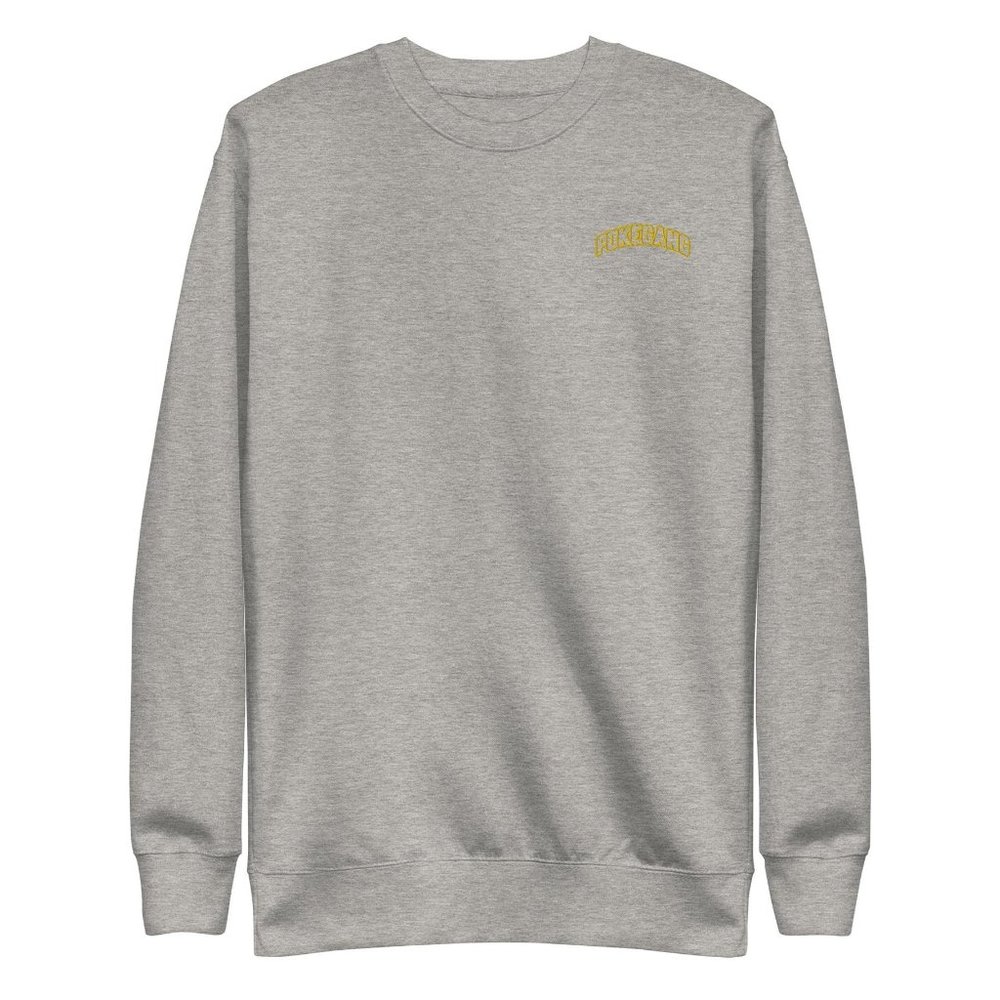 PokeGang Unisex Carbon Gray Long Sleeve Crew Neck Tightly Soft Knit Sweatshirt